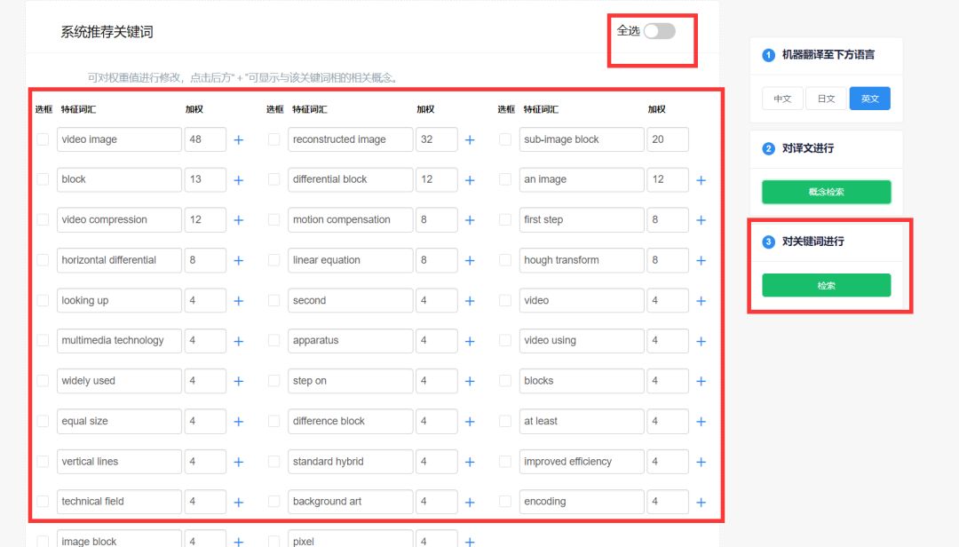 一款集「智能檢索+機器翻譯」的專利輔助撰寫系統